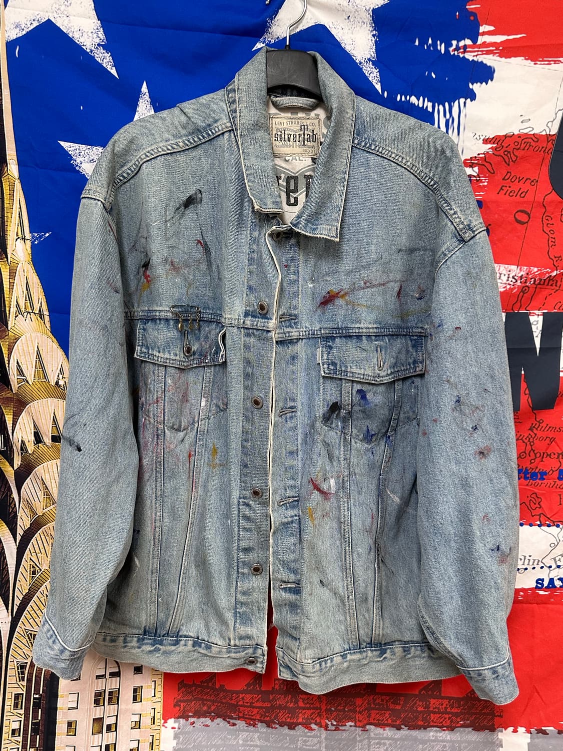 리바이스 실버탭 커스텀페인팅 오버핏 청자켓 XXL110 상품이미지1