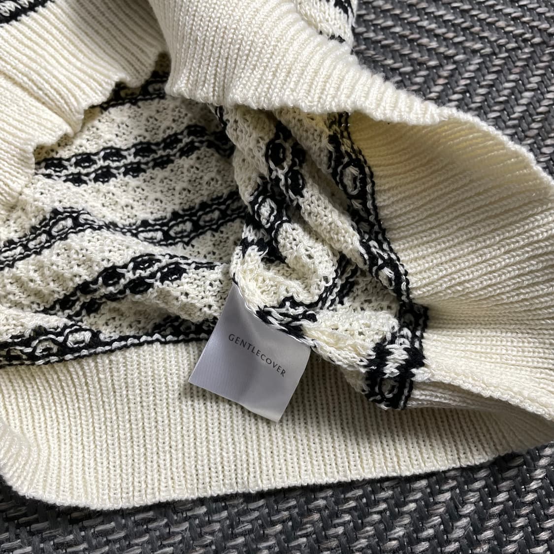 Gentlecover 스트라이프 패턴 오픈 카라 니트 반팔o 4792 상품이미지6