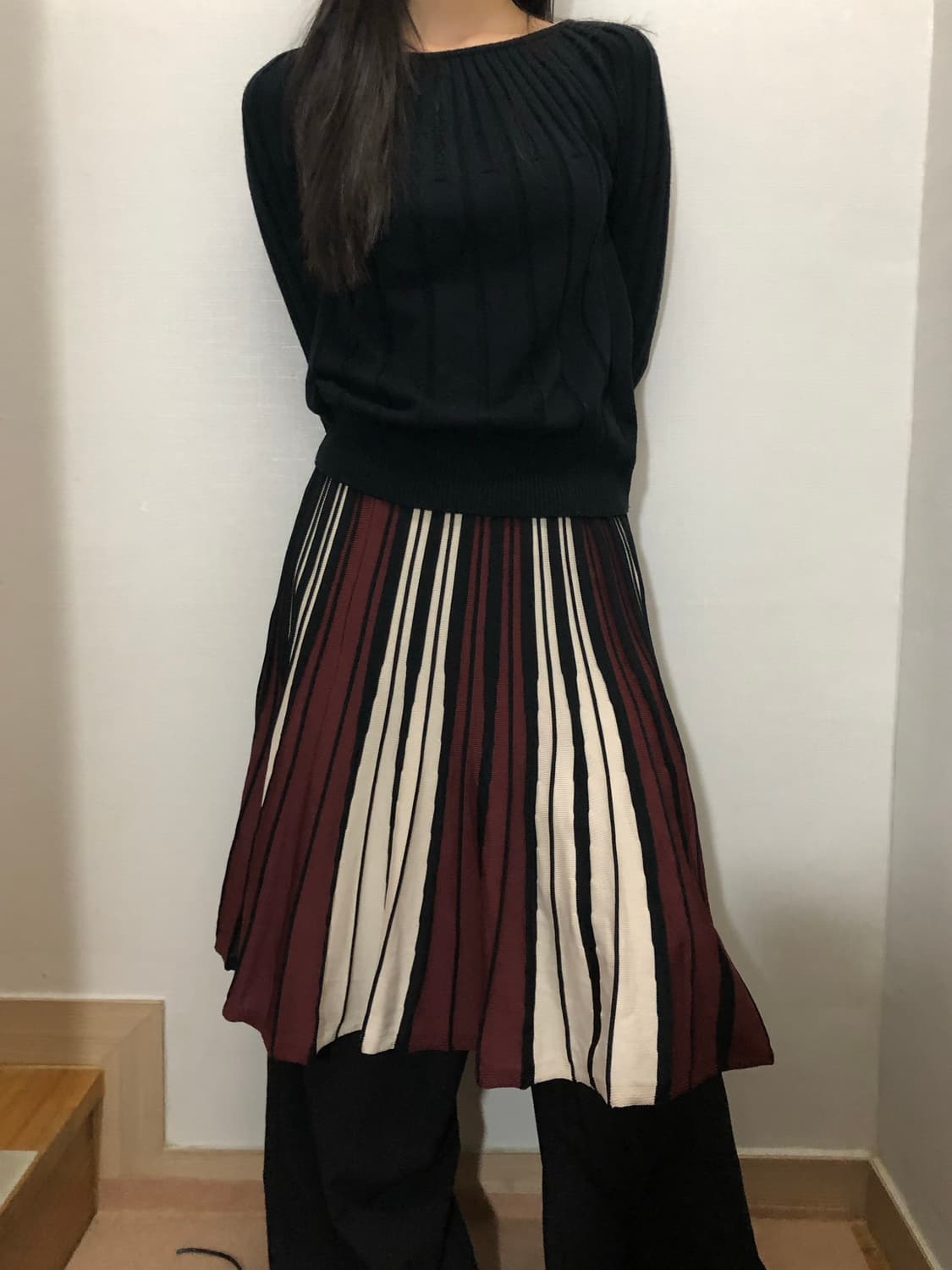 빈티지 컬러 믹스 스트라이프 스커트 상품이미지8