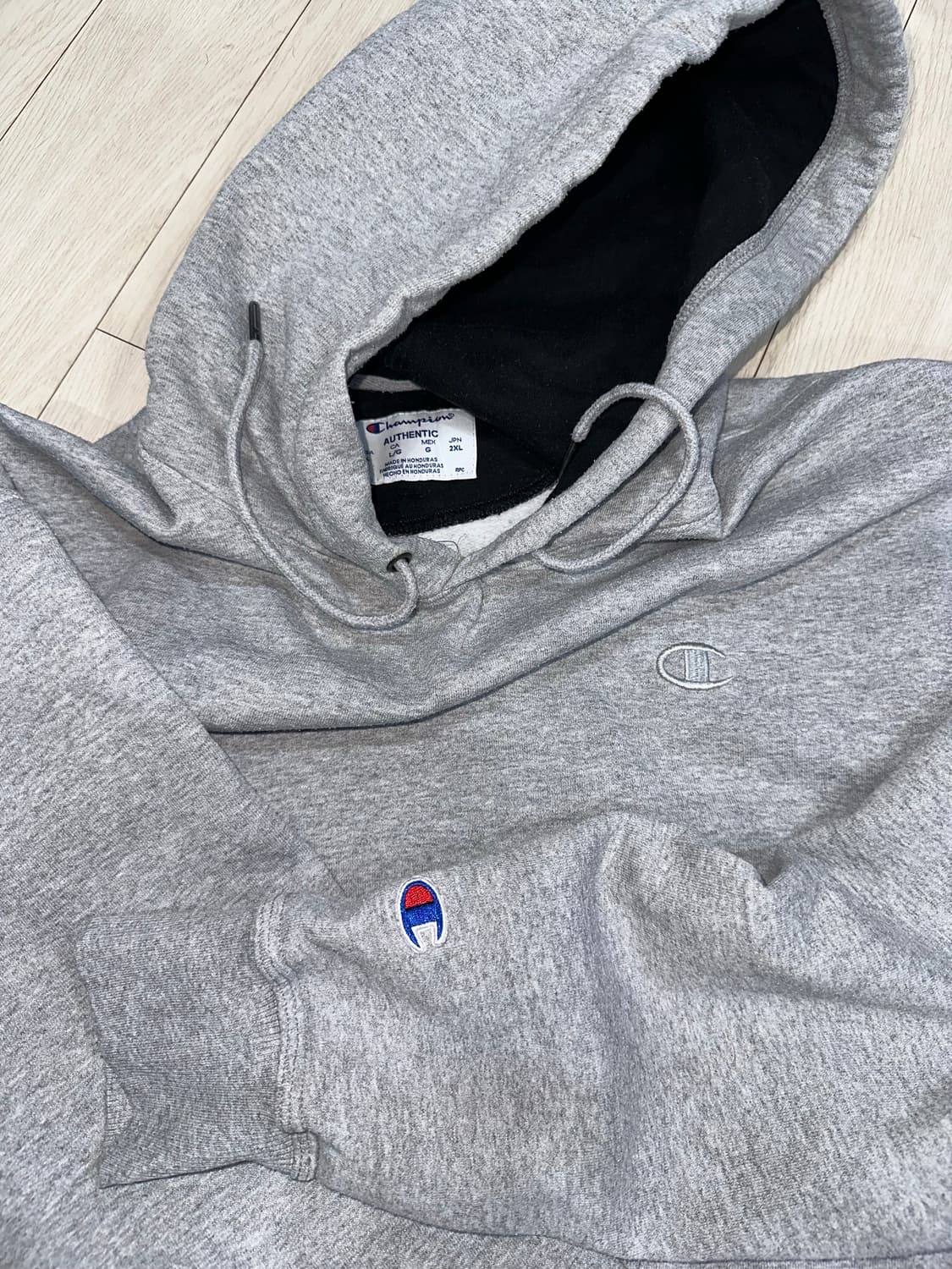 2XL] 챔피온 어센틱 후드티 그레이 상품이미지1