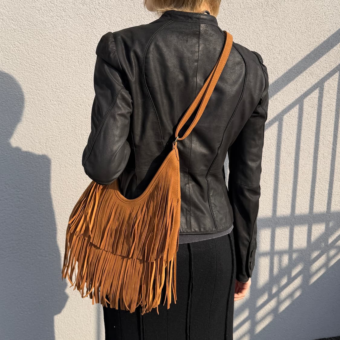웨스턴 무드 스웨이드 프린지 호보백 상품이미지2