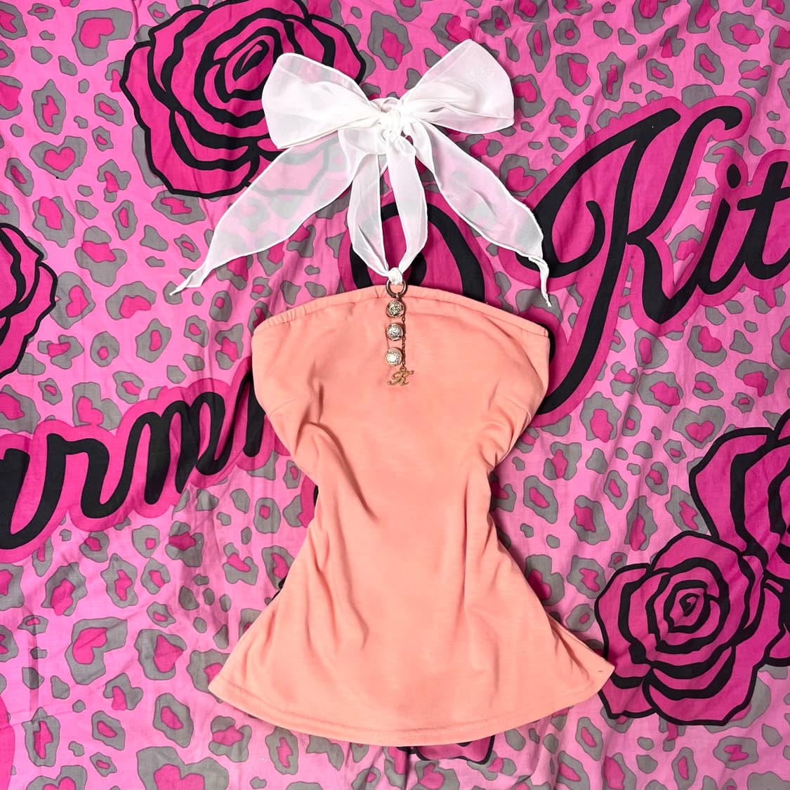 오네갸루 대장 금장 체인 코랄 홀터 탑 y2k 핀터 캐미솔00s일본빈티지 상품이미지2