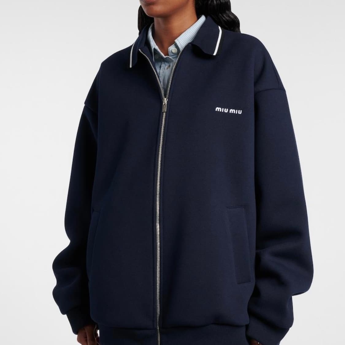 [S+급/38] 25SS 미우미우 본디드 피케 코튼 블루종 집업 자켓 상품이미지8