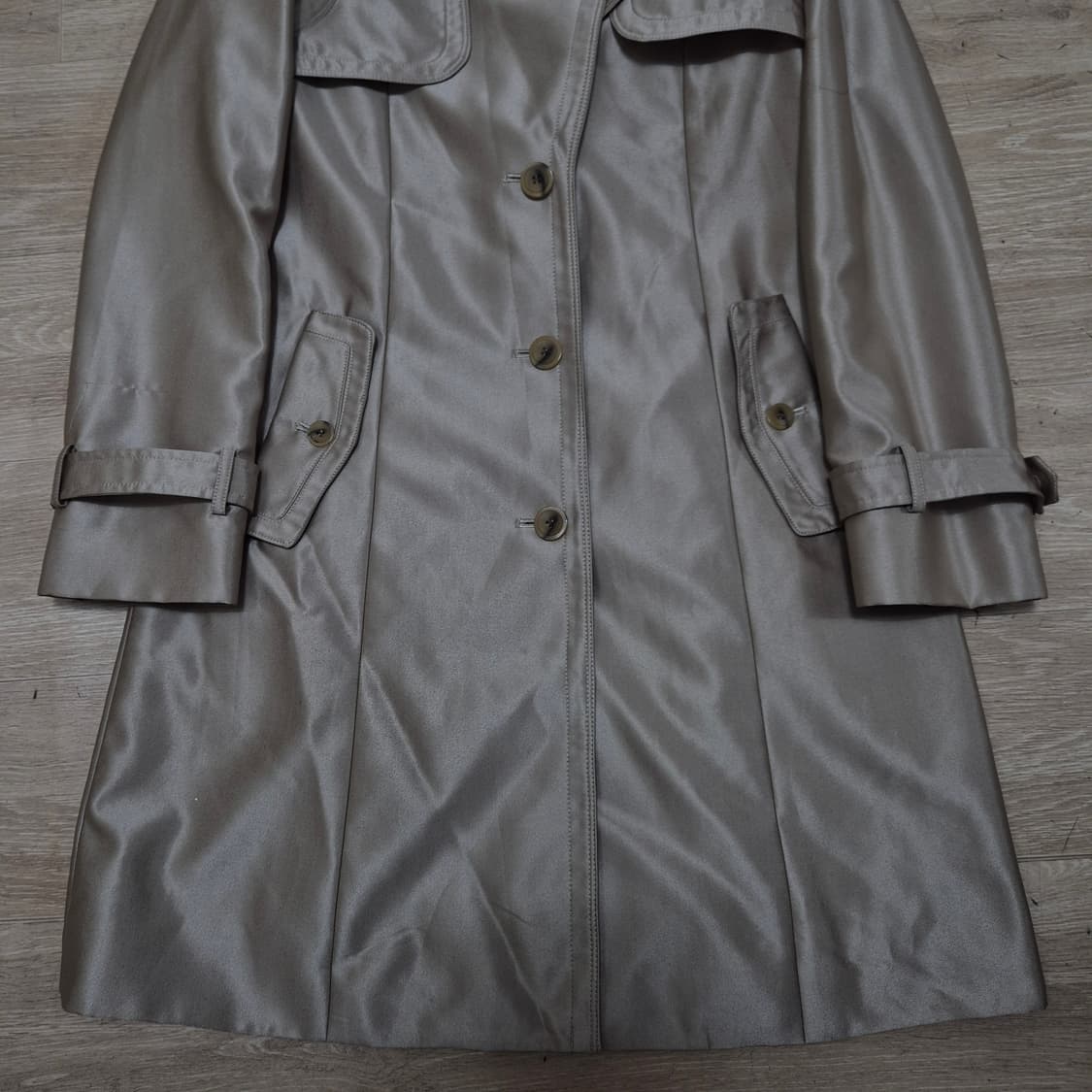 지센 우먼 여성 럭셔리 레이온 더플 싱글 트렌치코트 M(95) 상품이미지3