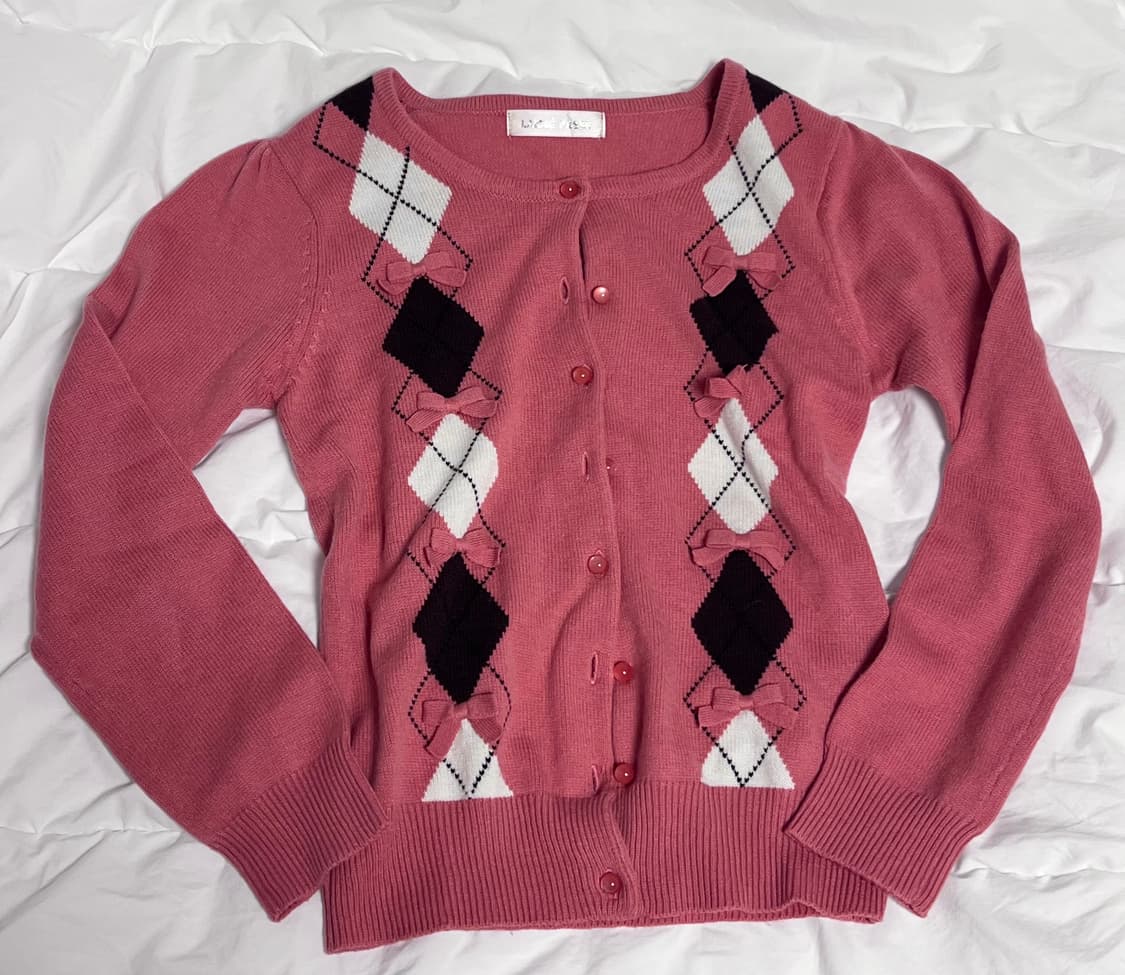 아가일 핑크 니트 분홍 빈티지  상품이미지1