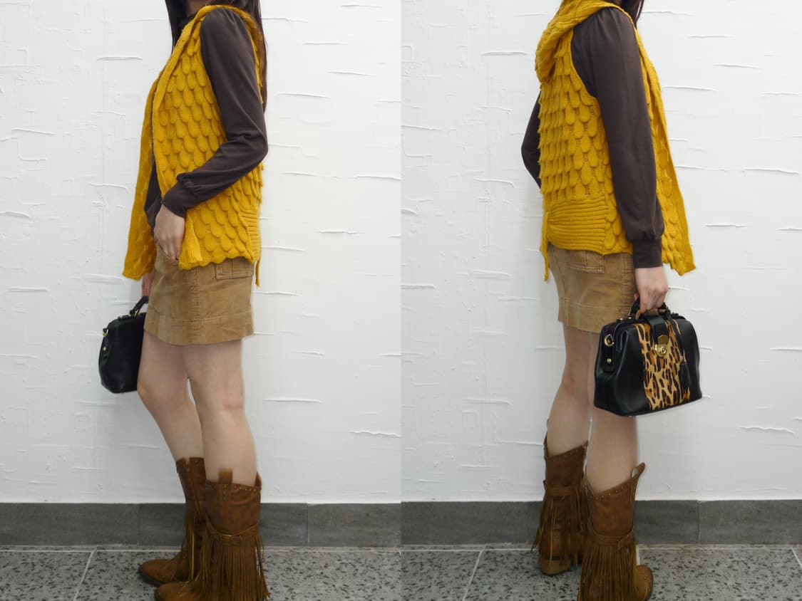 yellow knit hooded vest 상품이미지3