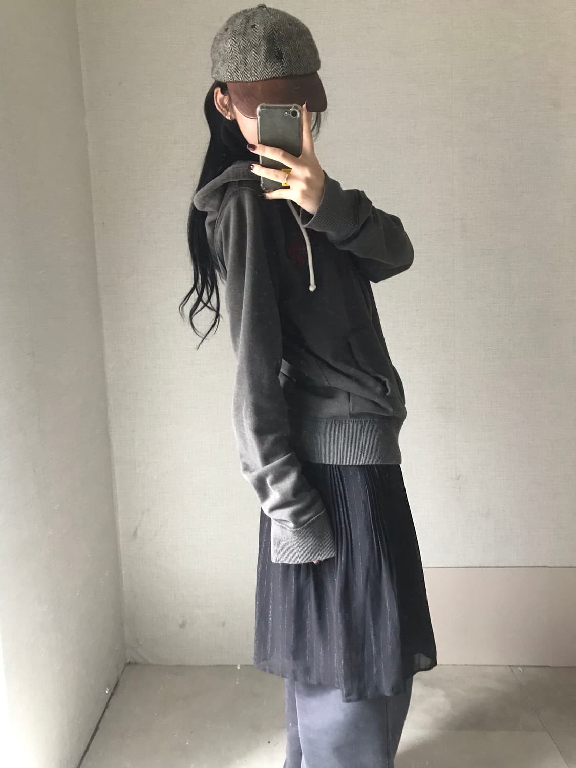 홀리스터 그레이 버건디 후드집업 상품이미지5