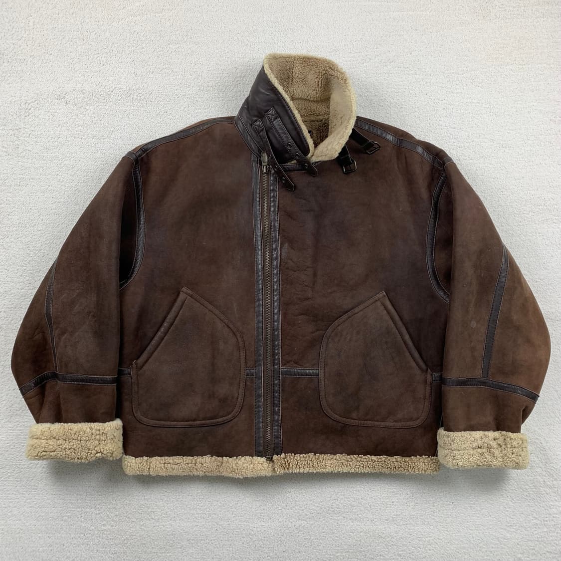 90s 노티카 램스킨 시어링 B-3 무스탕 플라이트 자켓 상품이미지2