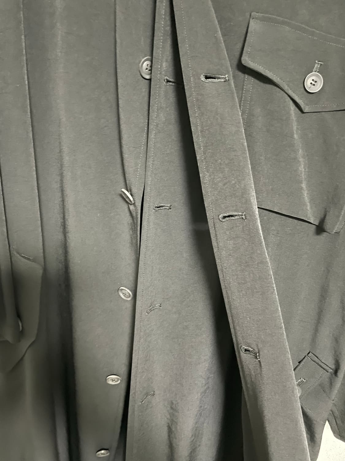 요지야마모토 남성 하프 더블레이어 블랙 코트 상품이미지5