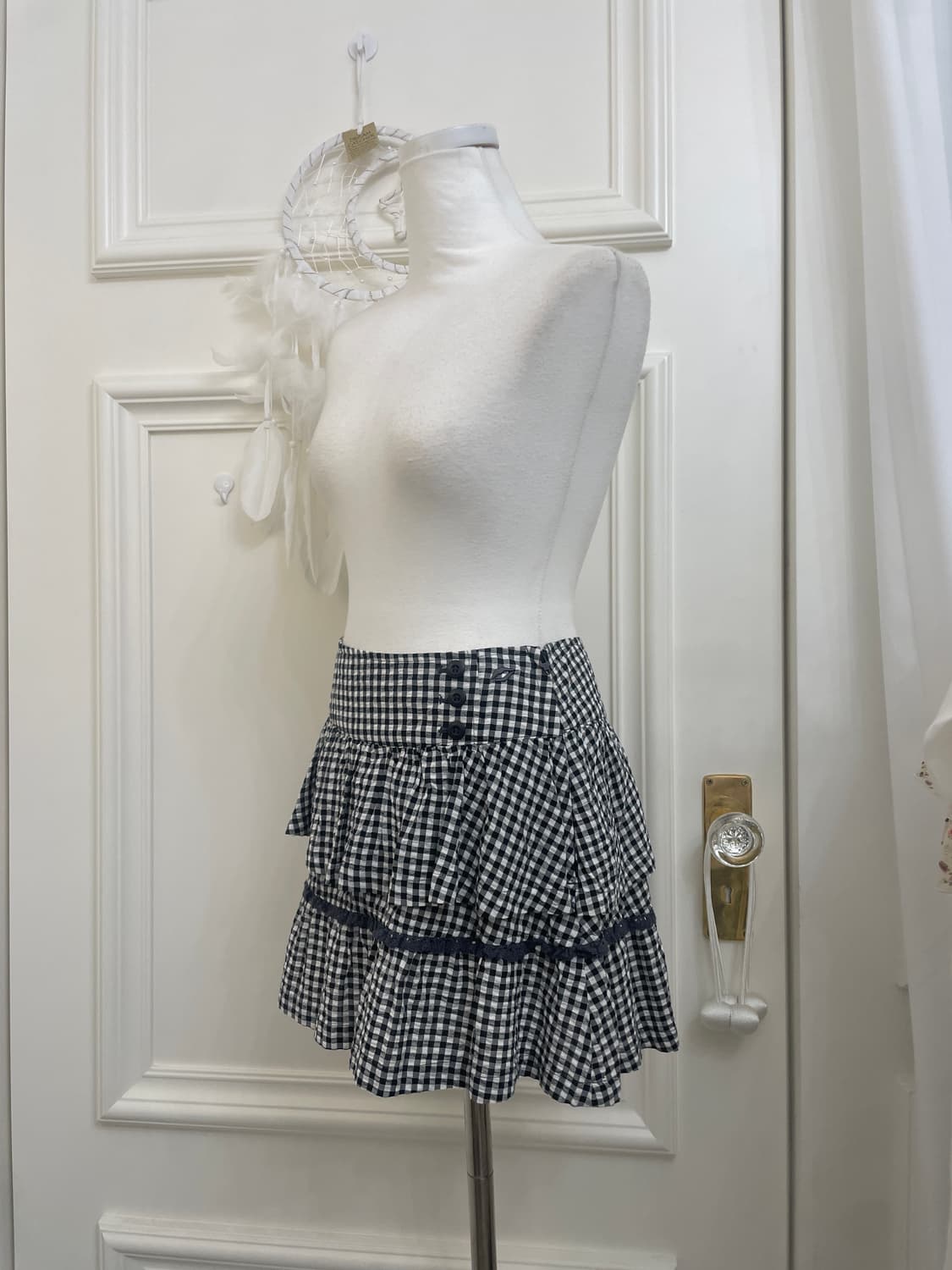 black&white check button point layered s 상품이미지2