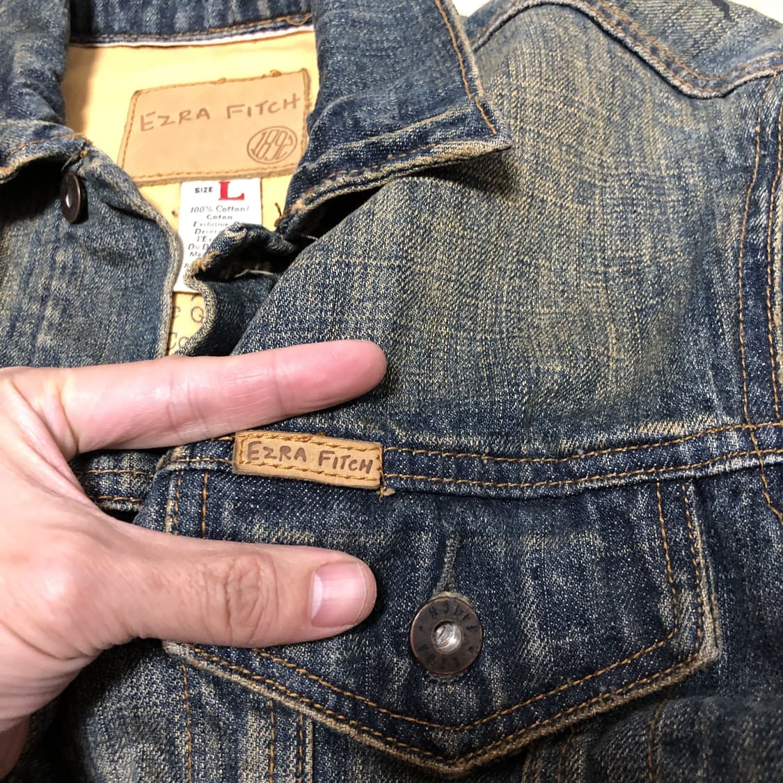 (L) 아베크롬비 에즈라피치 EZRA FITCH 하드 워싱 데님 청자켓 상품이미지4
