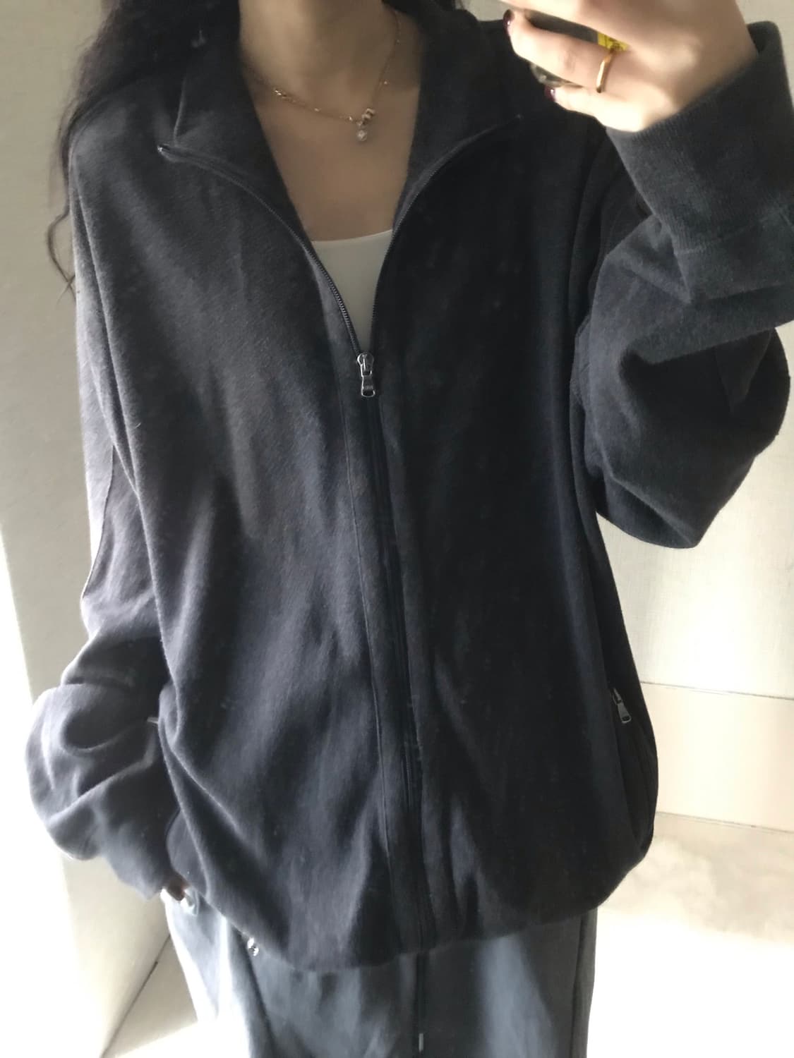 폴로 차콜 오버핏 니트집업 상품이미지3