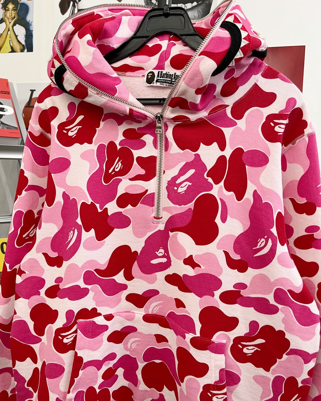베이프 ABC 핑크 카모 샤크 하프집업 후디 상품이미지6