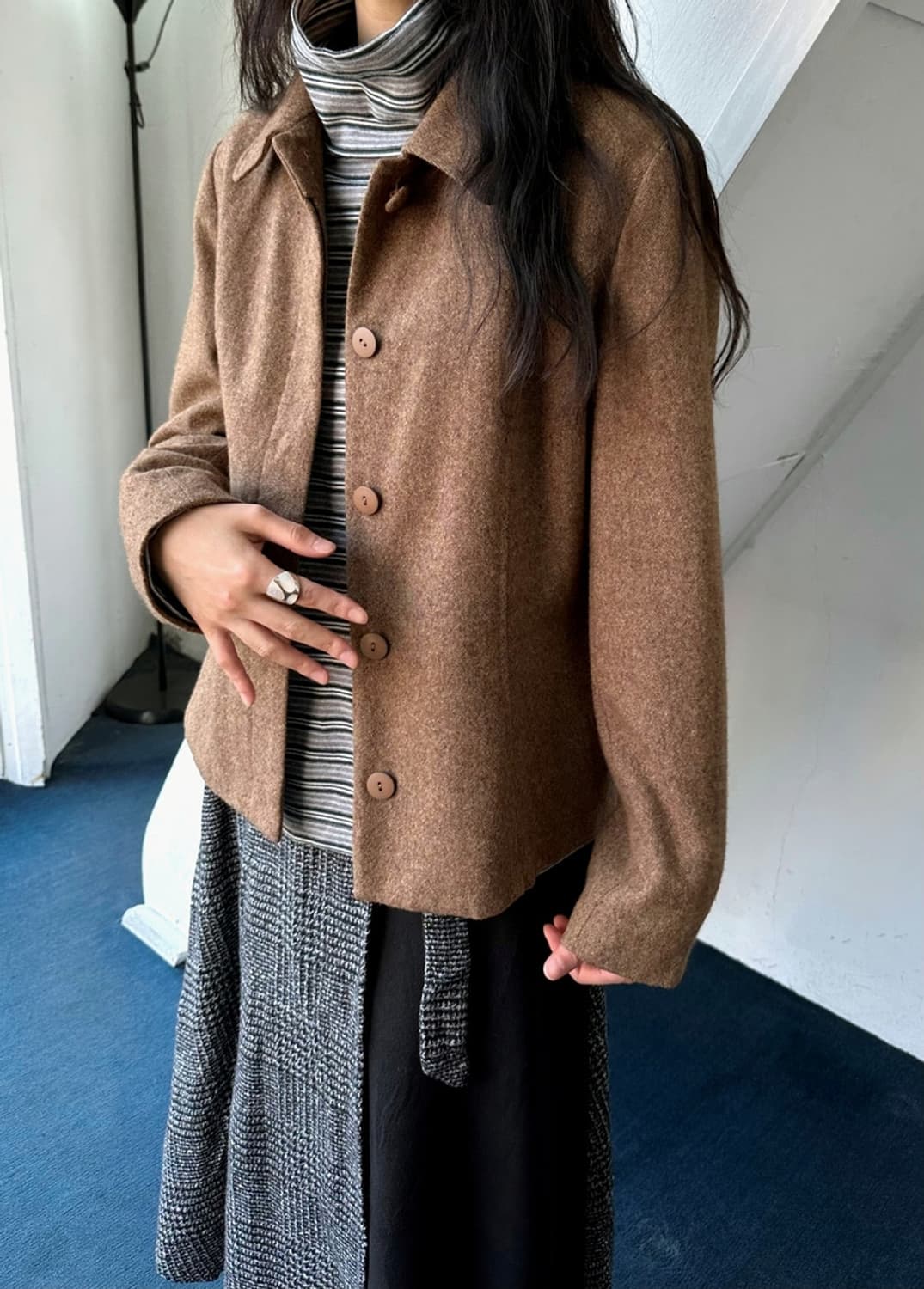 Tweed fabric single collar jacket 상품이미지7