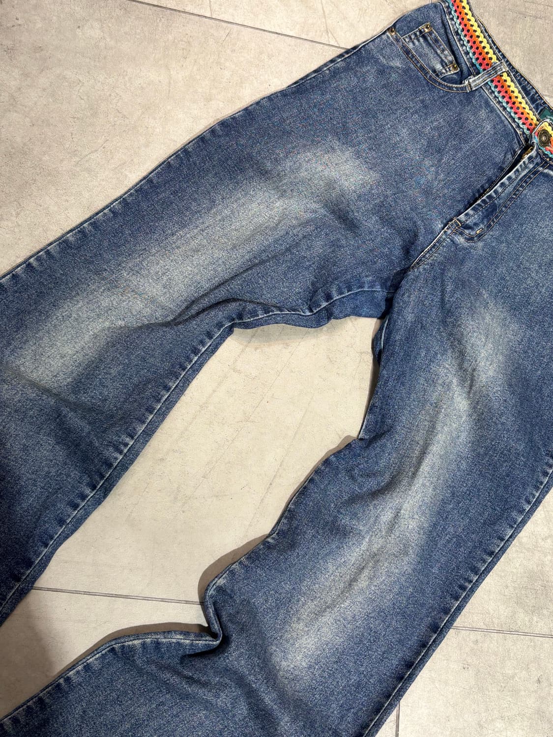 Jie bird 레이스 자수 디테일 데님 팬츠 바지 상품이미지4