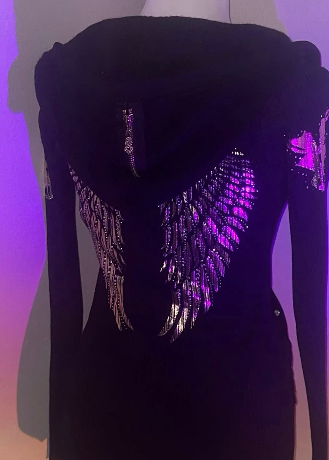 갸루 오네갸루 백 윙 금장 스터드 후드집업 상품이미지1