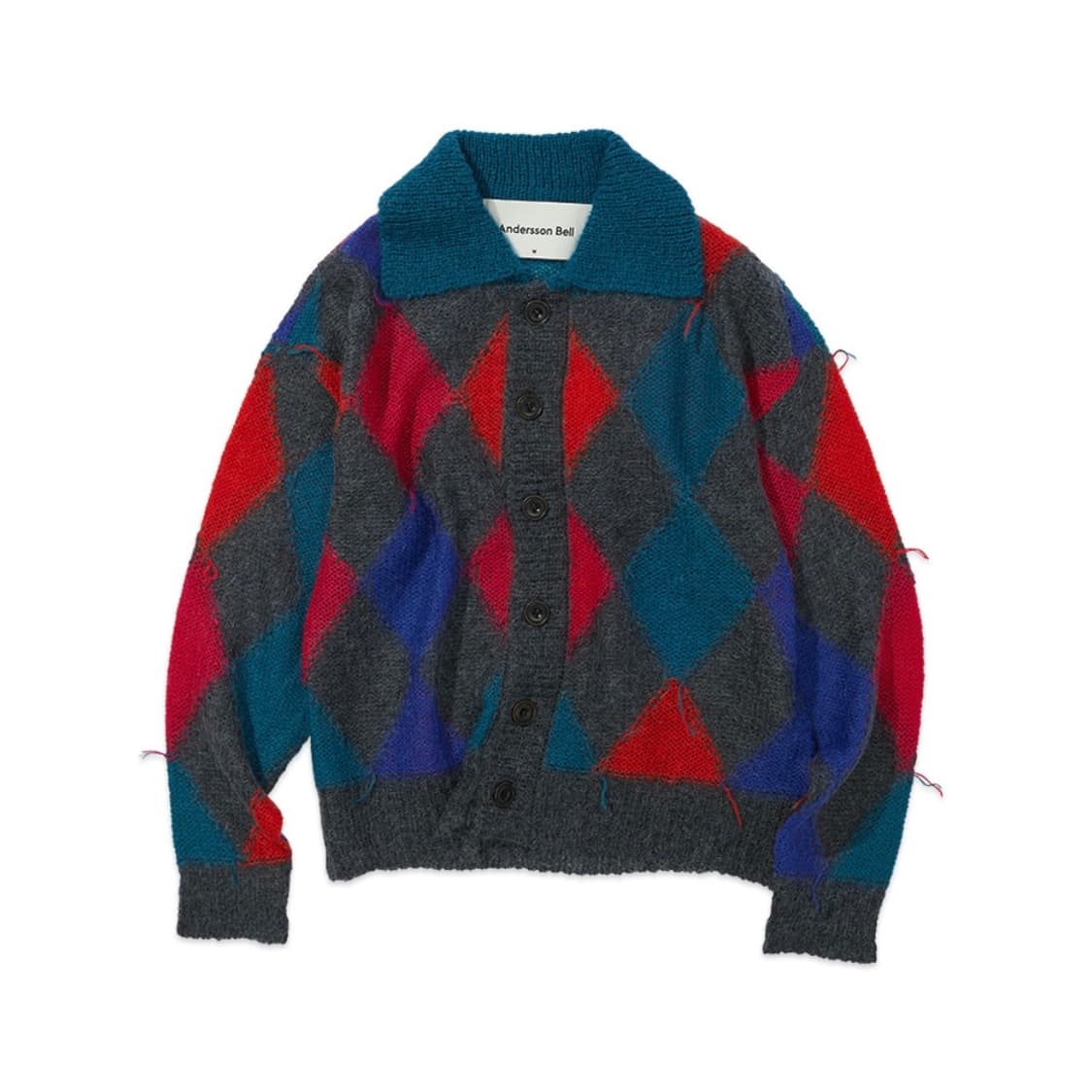 앤더슨벨 모헤어 아가일 가디건 L 상품이미지1