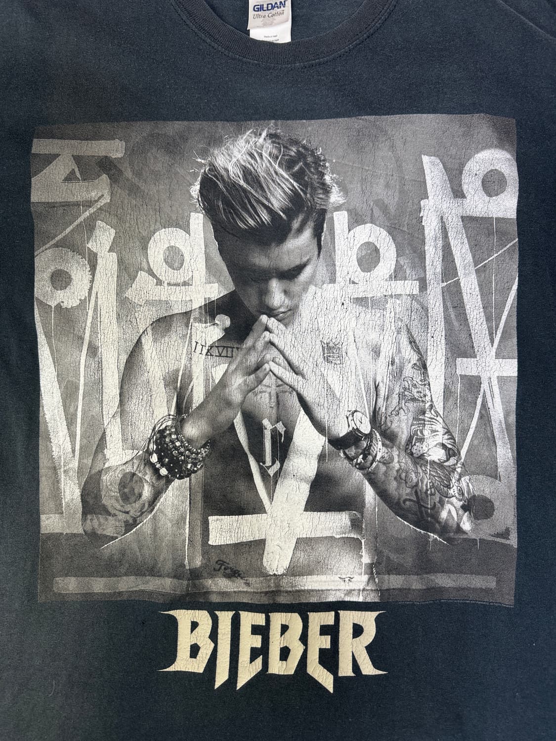 빈티지 저스틴비버 justin bieber 퍼포스투어 티셔츠 L 상품이미지2