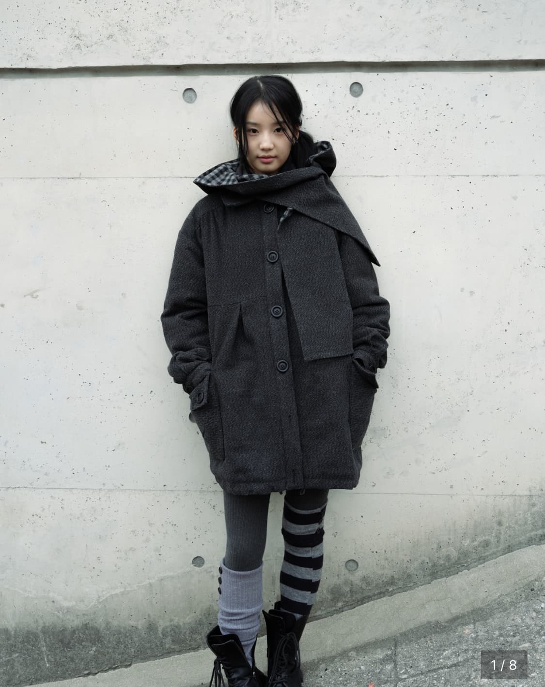 인앤양인하모니 머플러 코트 차콜 상품이미지1