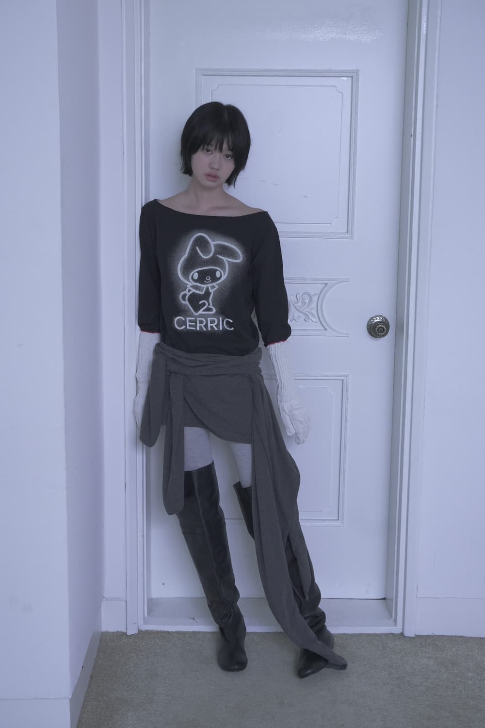 세릭 마이멜로디 My Melody Cut Out Top Black 산리오 상품이미지4