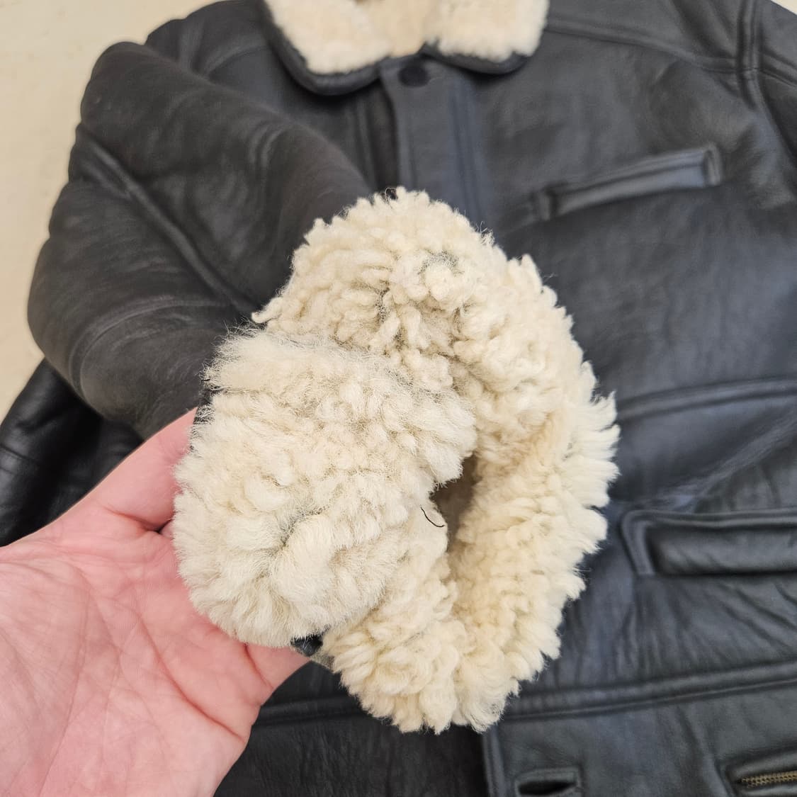 빈티지 쉽스킨 양가죽 자켓 무스탕 가죽점퍼 양털 M~L 상품이미지6