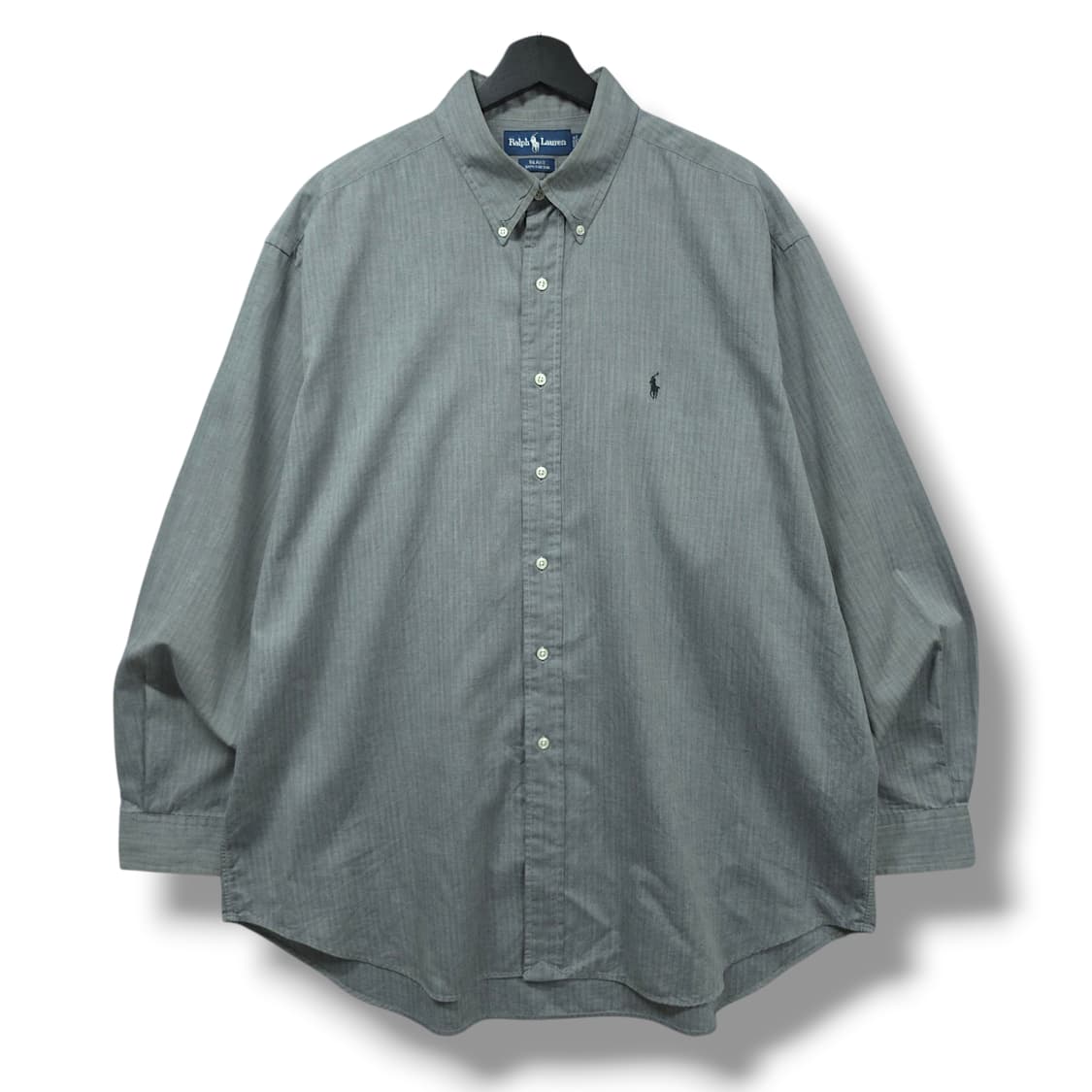 [XL] 폴로 그레이 마이크로체크 블레이크 코튼 긴팔셔츠 상품이미지1