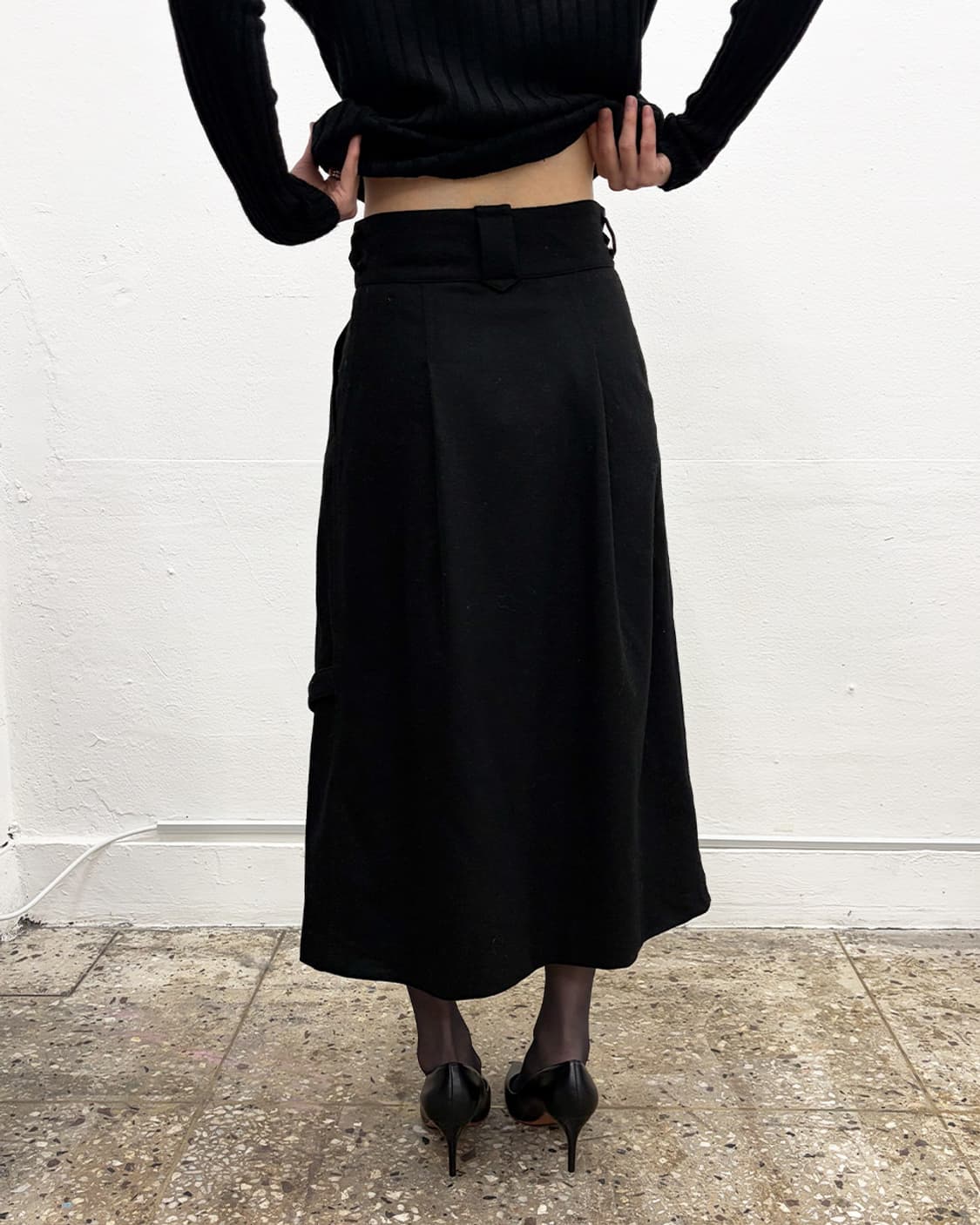 빈티지 랩 디테일 롱스커트 상품이미지2