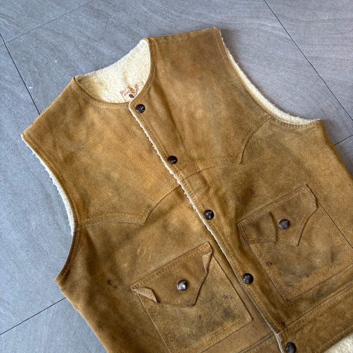 50-60년대 생산 빈티지 스웨이드 조끼 자켓 상품이미지2