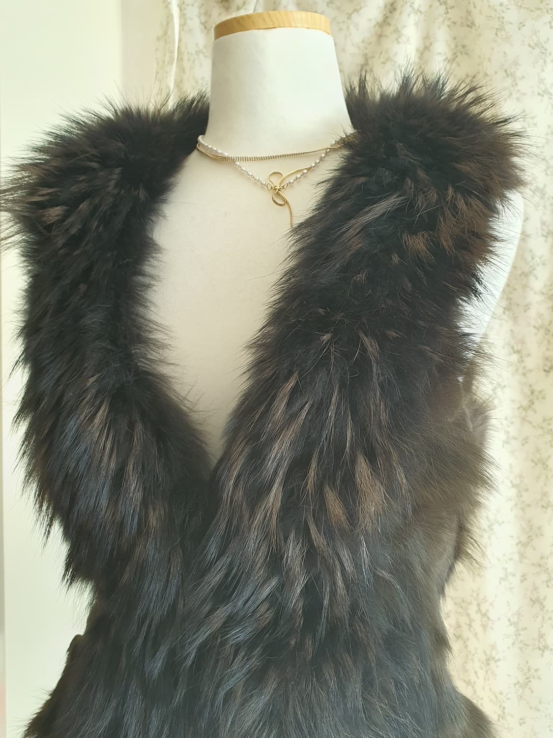 [갸루] 폭스퍼 브라운 퍼 베스트 여우털 조끼 상품이미지1