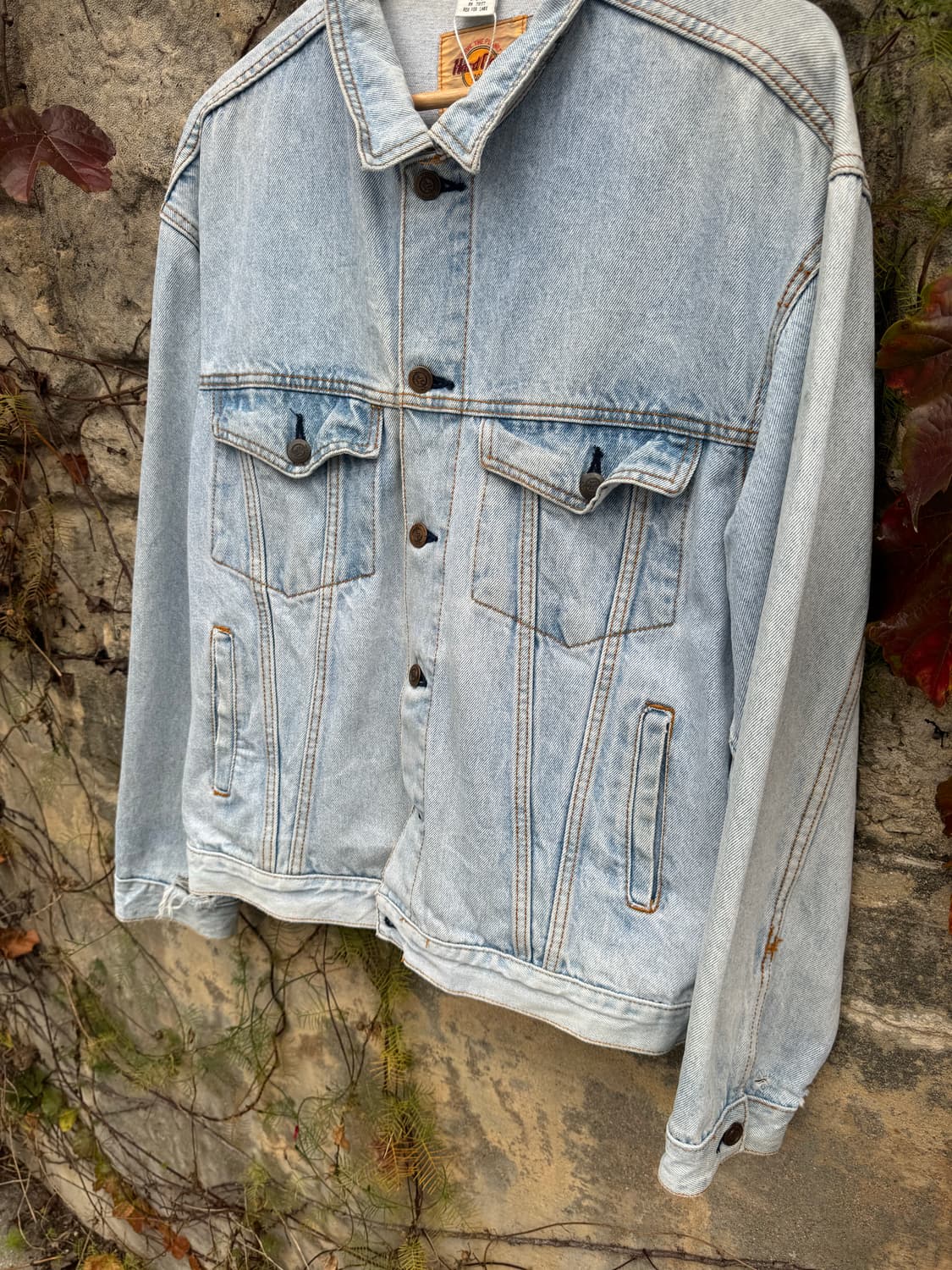 90s 하드락카페 보스턴 3세대 연청 데님 트러커 자켓 L 상품이미지4