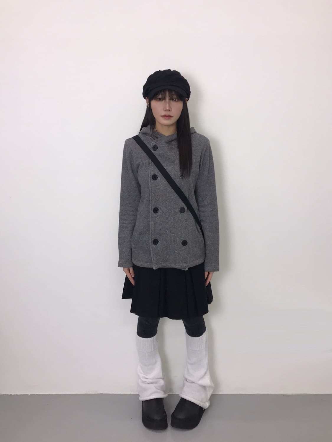 Beams Grey Double-Breasted Hooded Jacket 상품이미지1