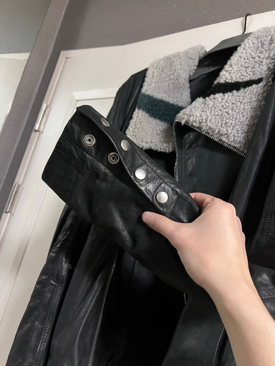 [52] 릭오웬스 22fw 바우하우스 지브라 시어링 레더 자켓 상품이미지2