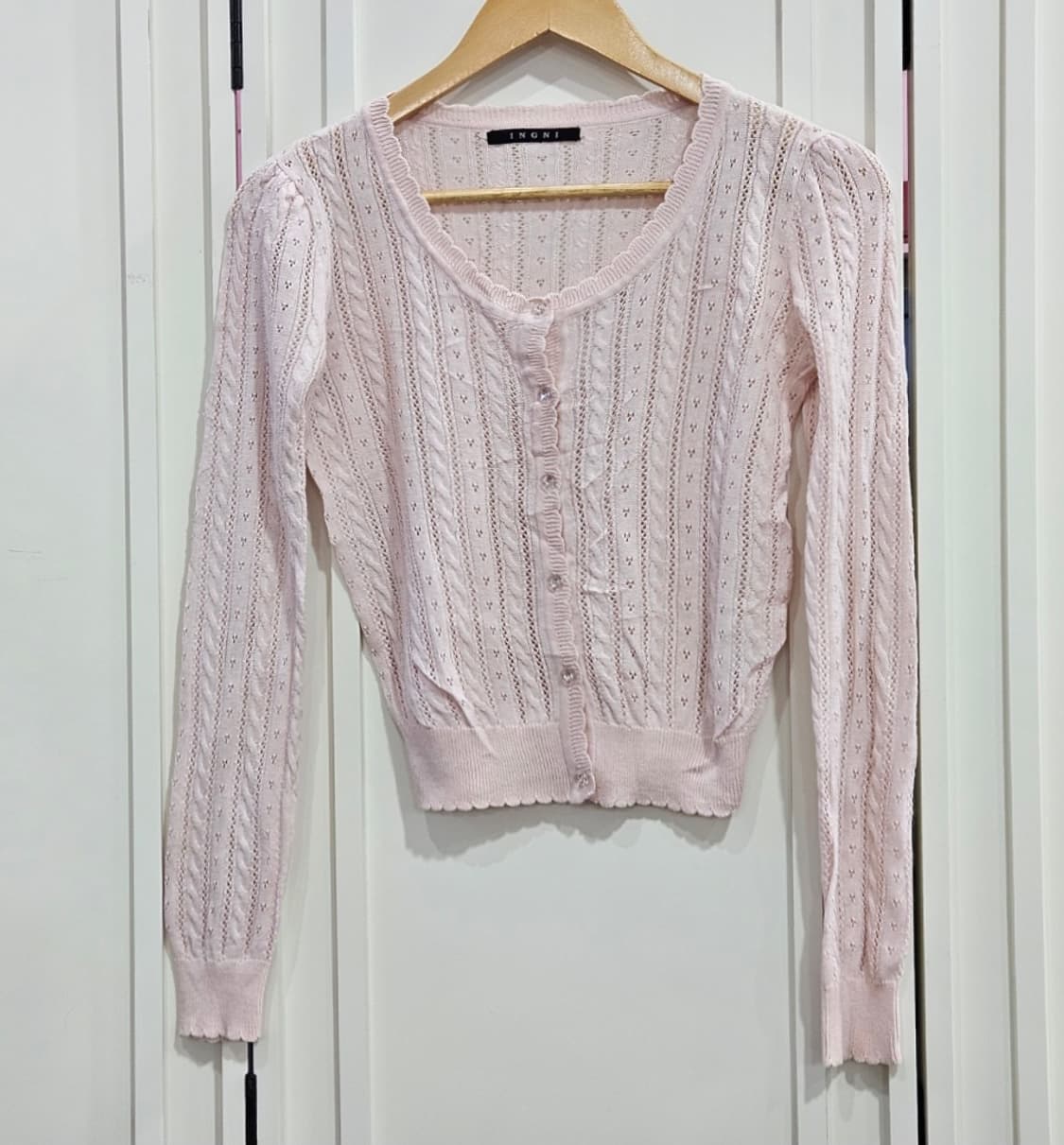 딸기우유 핑크 하트펀칭  가디건 상품이미지1