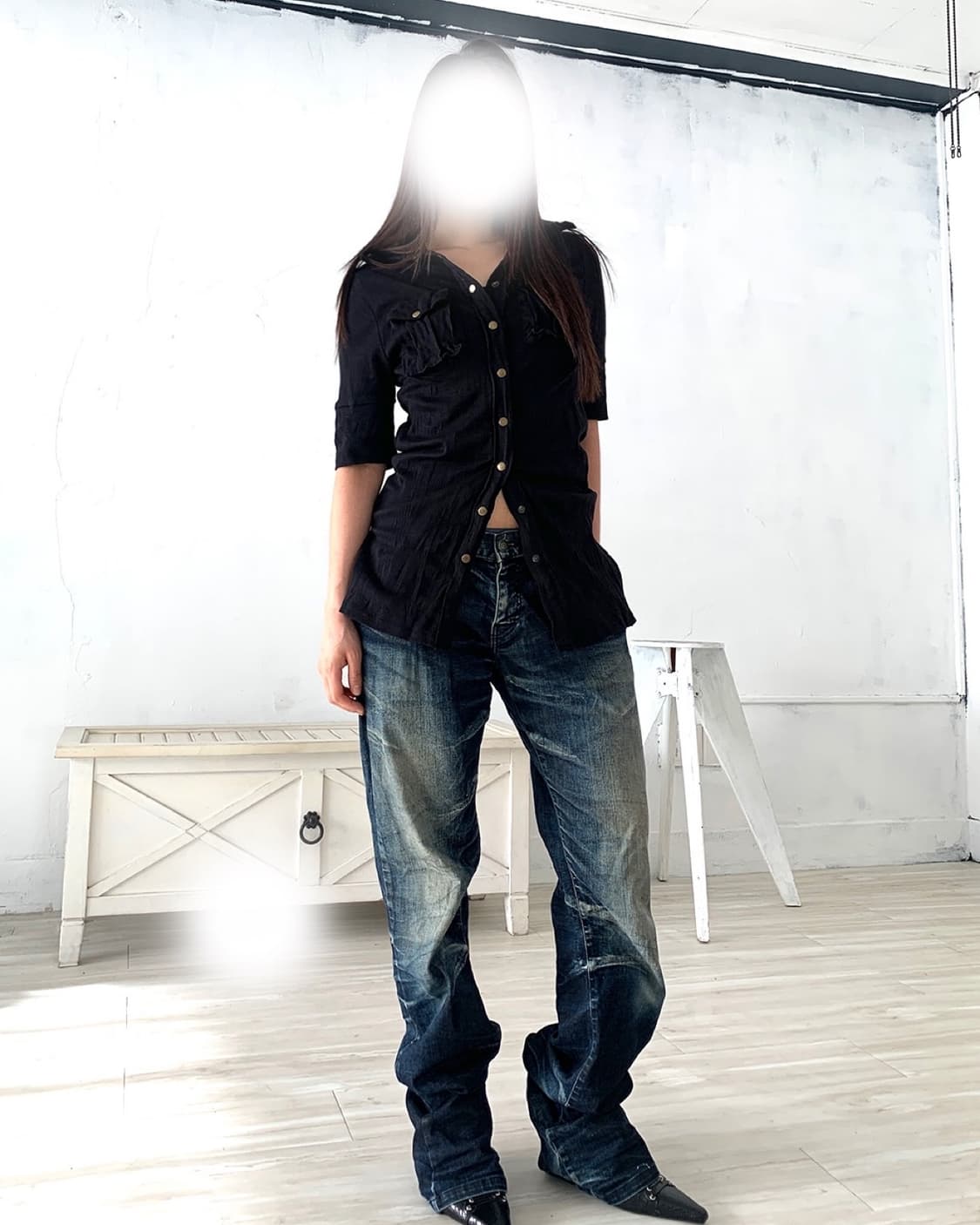 Black pleated pocket detail top 상품이미지10