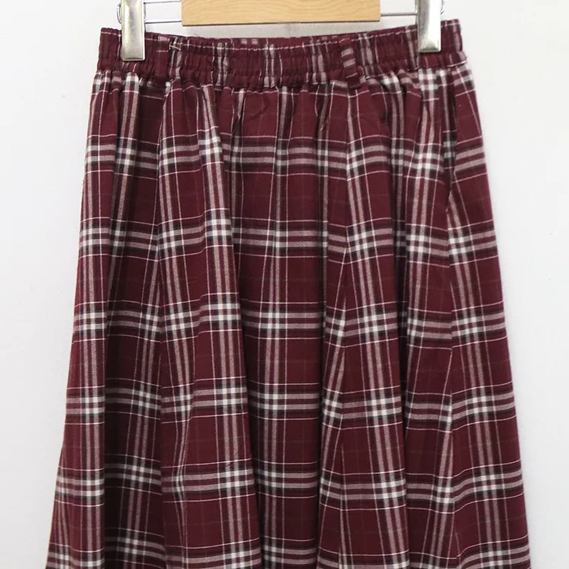 코르자 버건디 체크 롱 치마 61166 상품이미지5