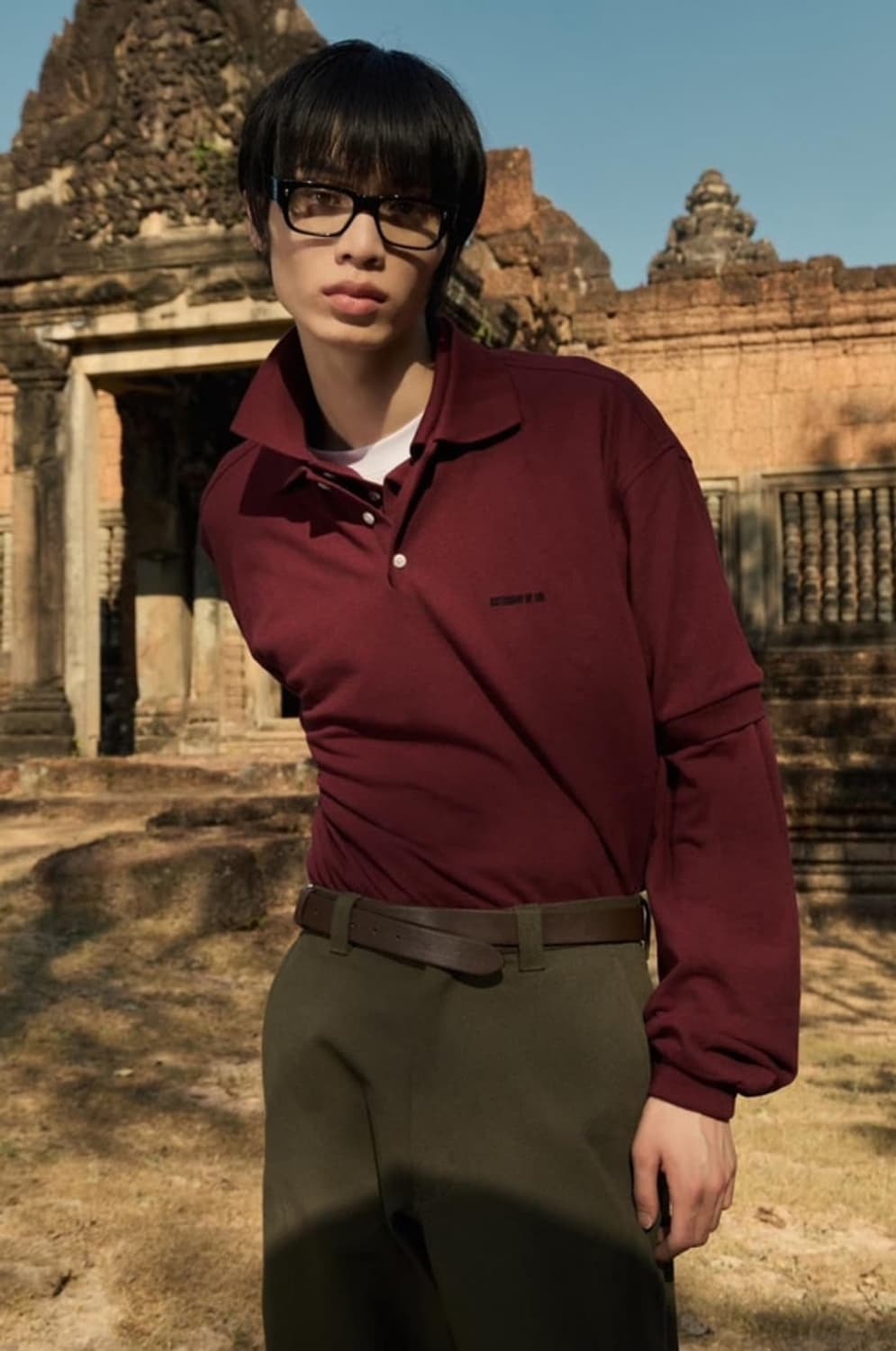 stu 레이어드 PK 폴로 셔츠 긴팔 (버건디) 상품이미지1