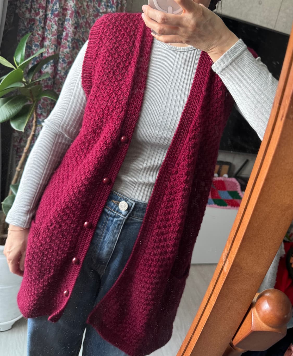 넘 예쁜 폭닥한 빈티지 니트 조끼 베스트 상품이미지3