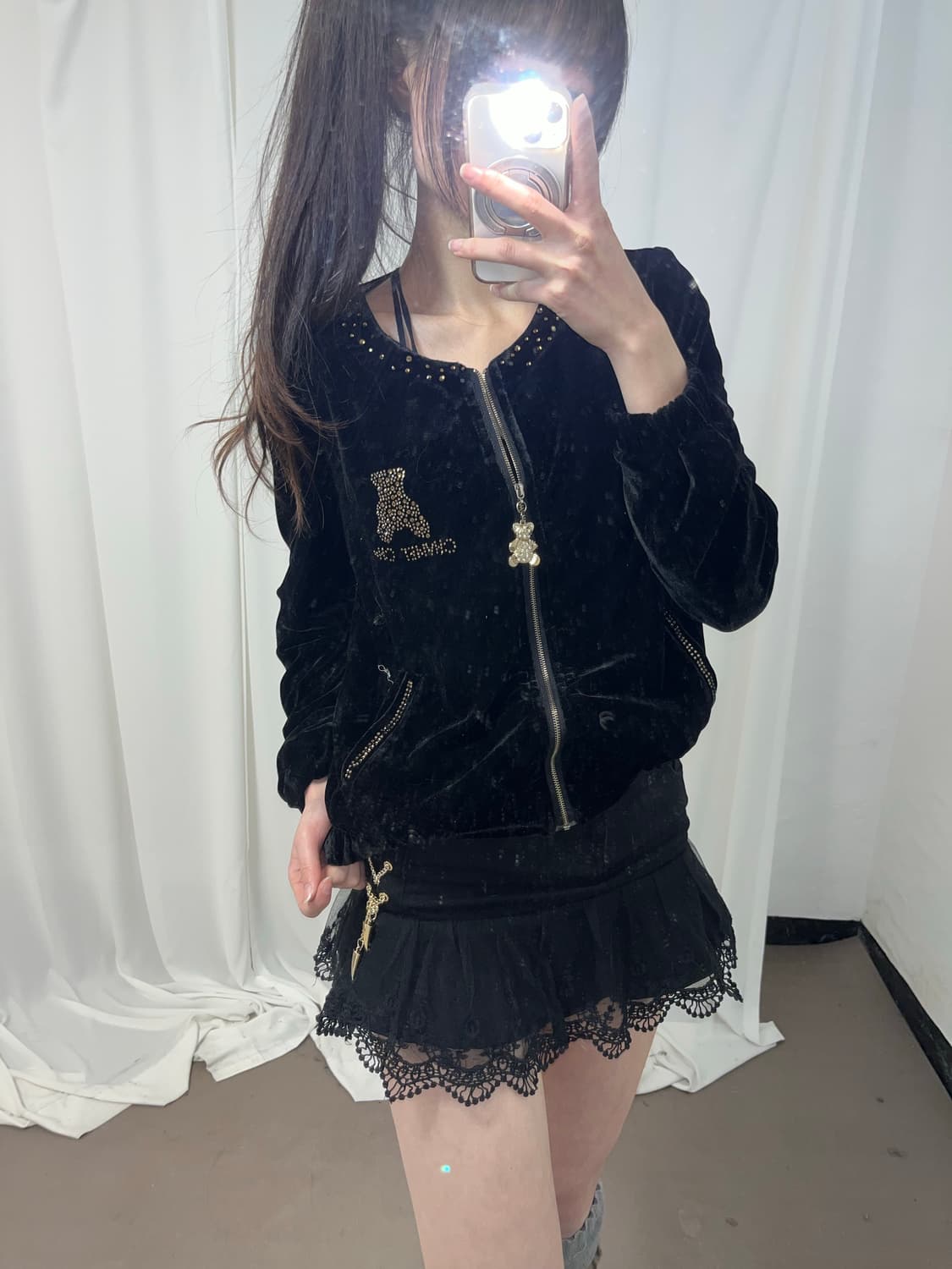 테디베어 벨벳 큐빅 집업 상품이미지5