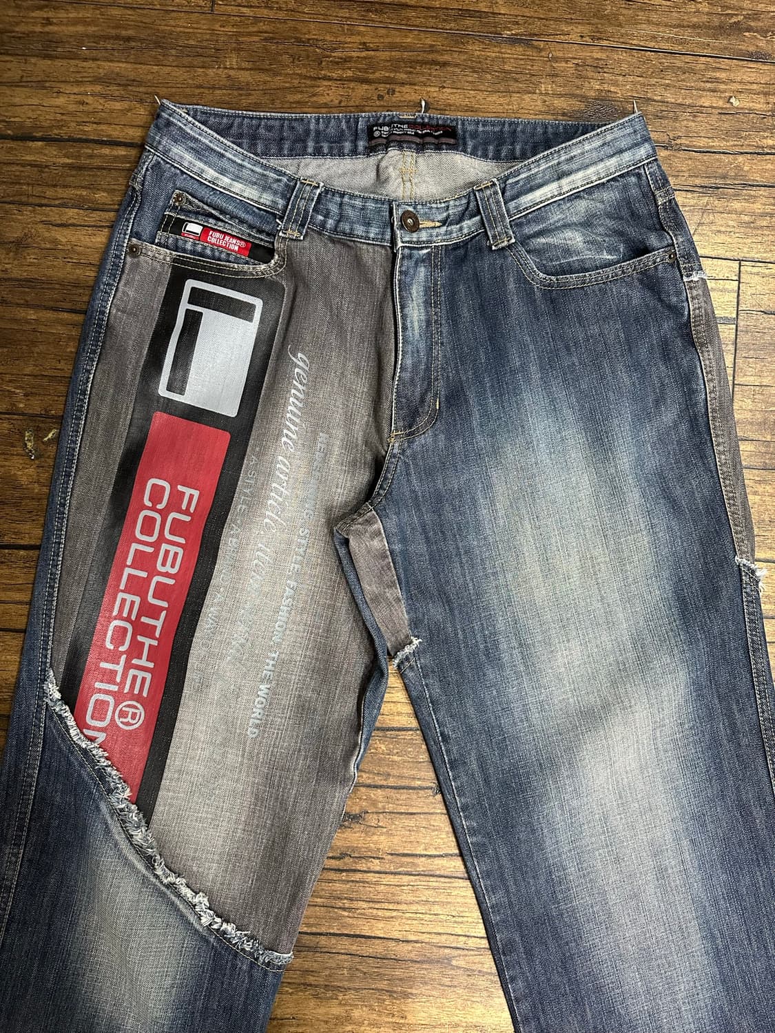 푸부 FUBU JEANS COLLECTION Y2K 패치워크 와이드 데님 상품이미지3