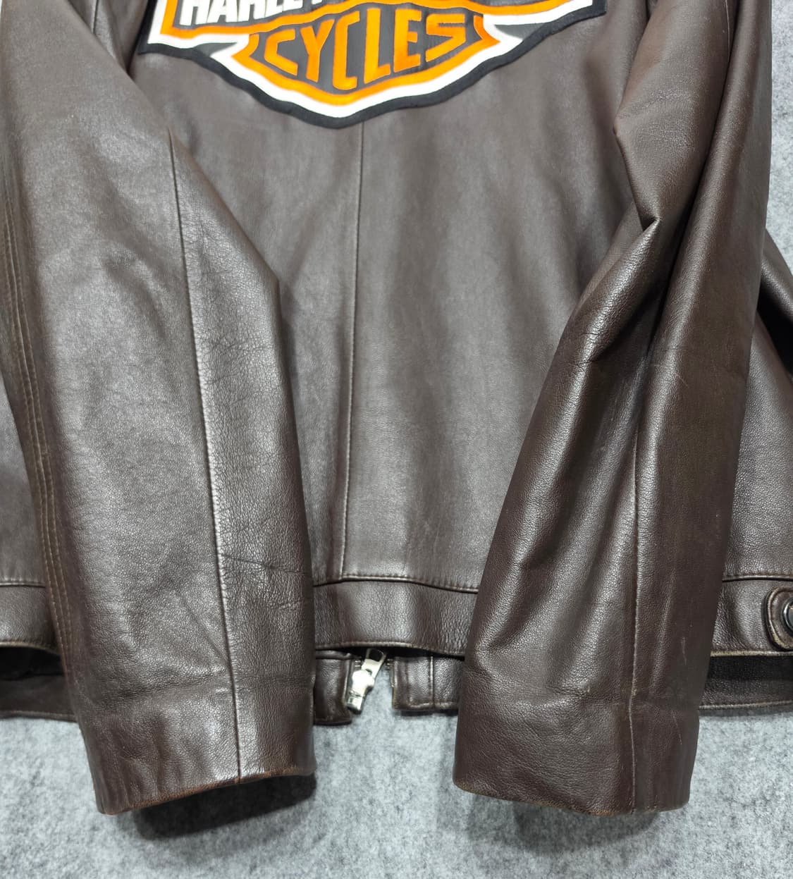 지오 송지오 빈티지 할리 패치 커스텀 양가죽 레더 자켓 110 브라운 상품이미지6