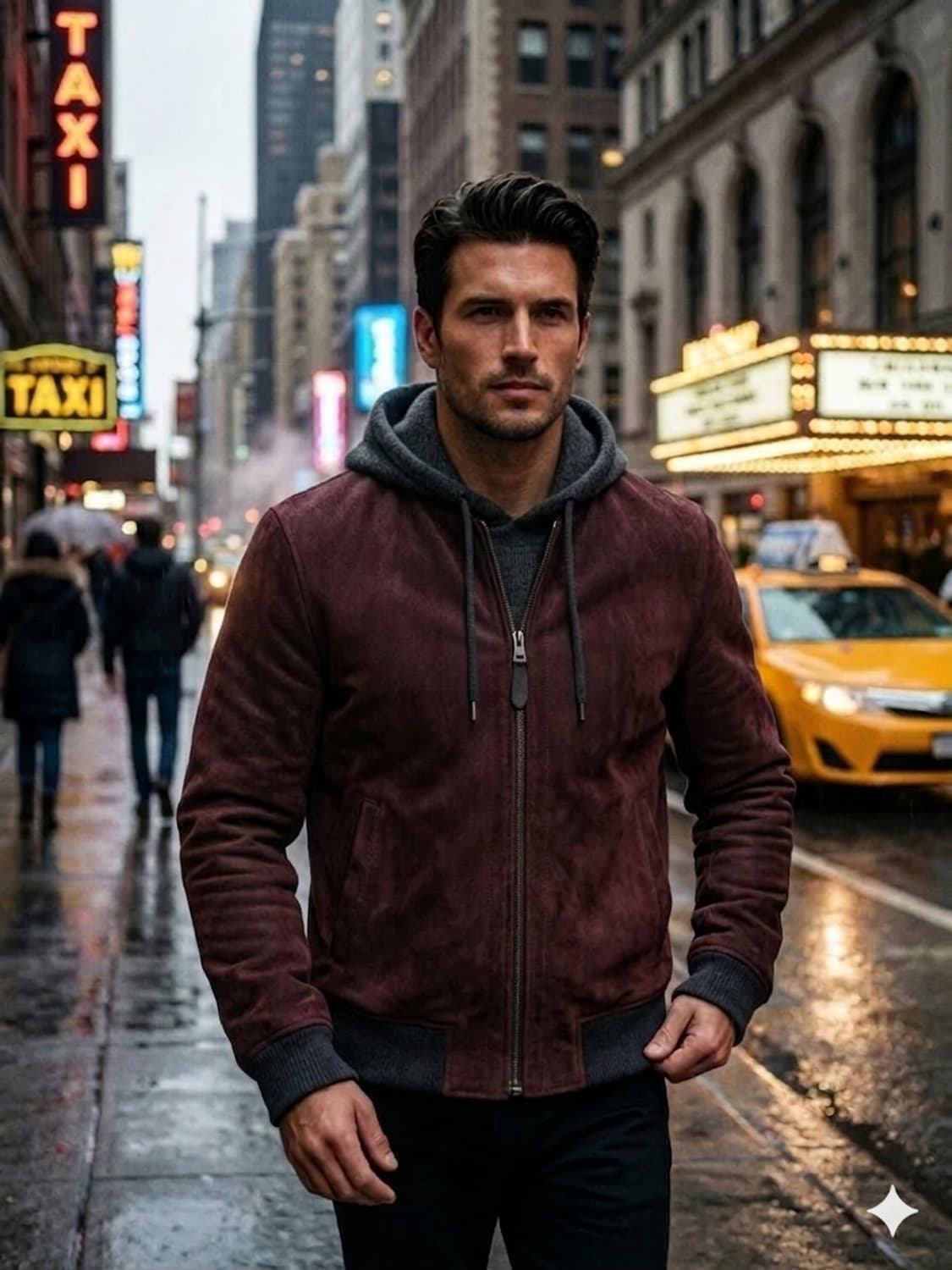 타임옴므 천연가죽(고트)스웨이드 자켓 (100사이즈) - 와인컬러 상품이미지2