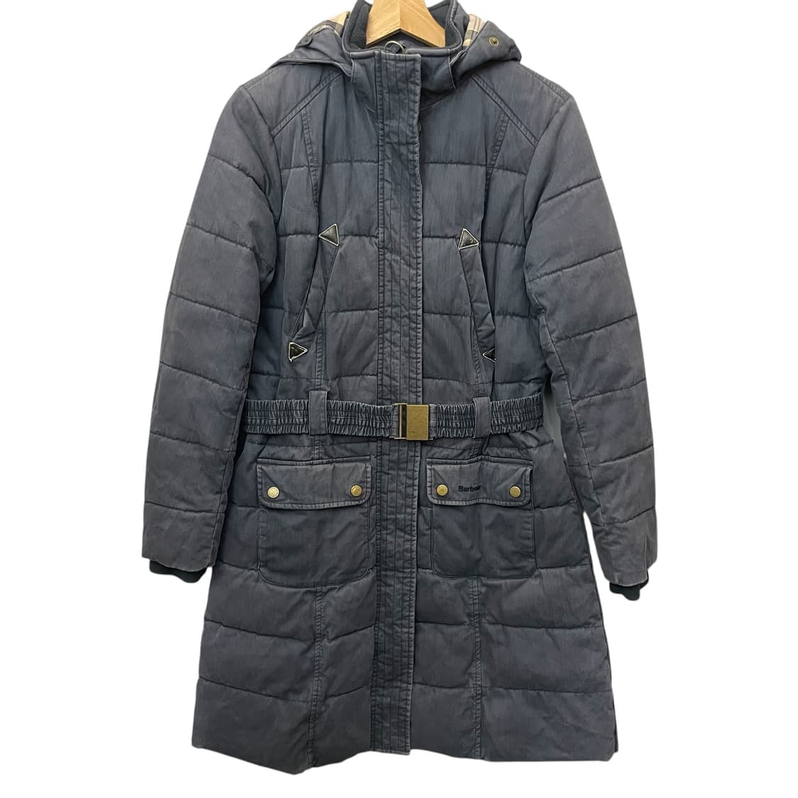 바버 네이비 벨티드 다운 패딩 상품이미지1