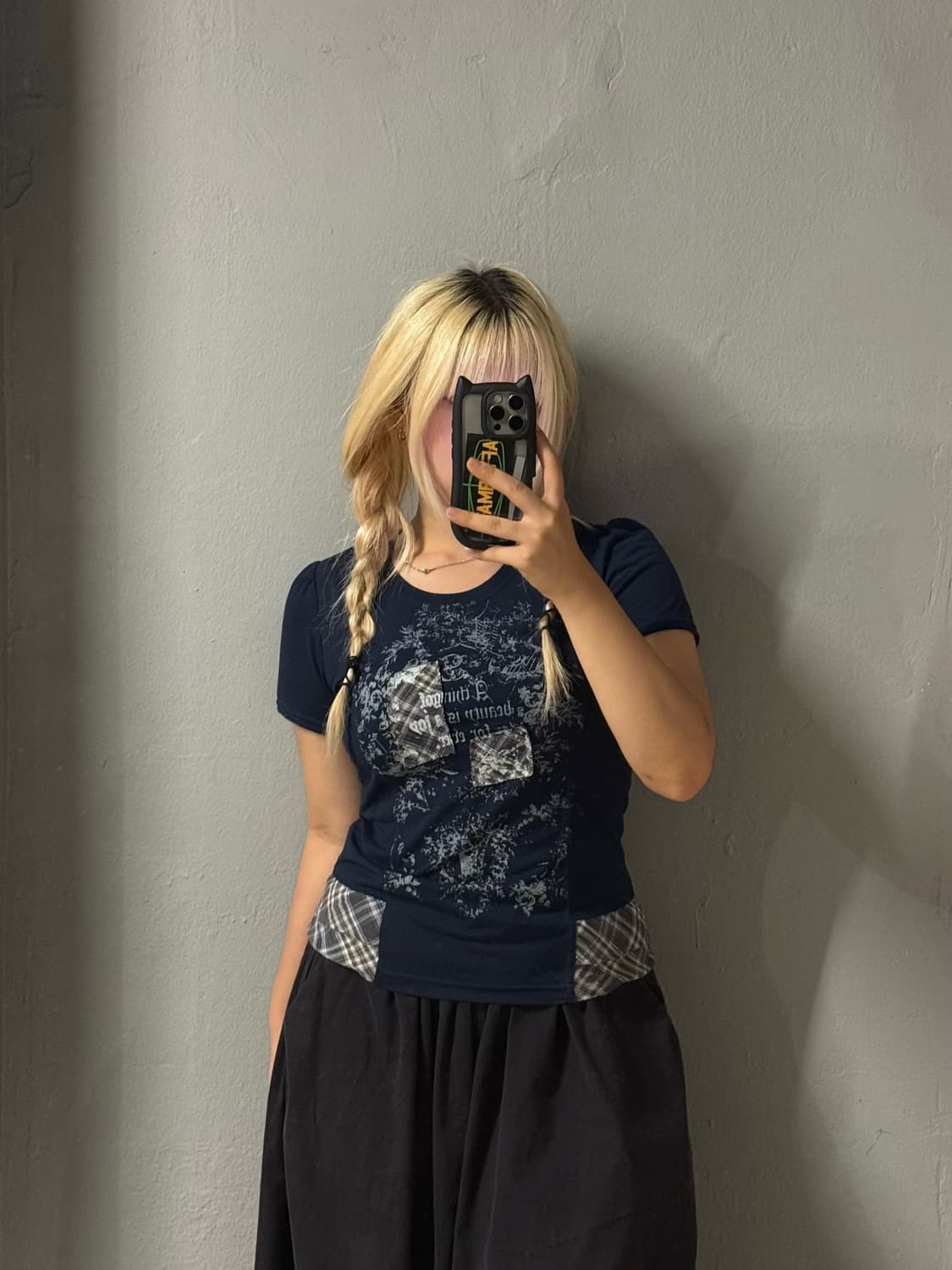 check pattern point lettering top 상품이미지2