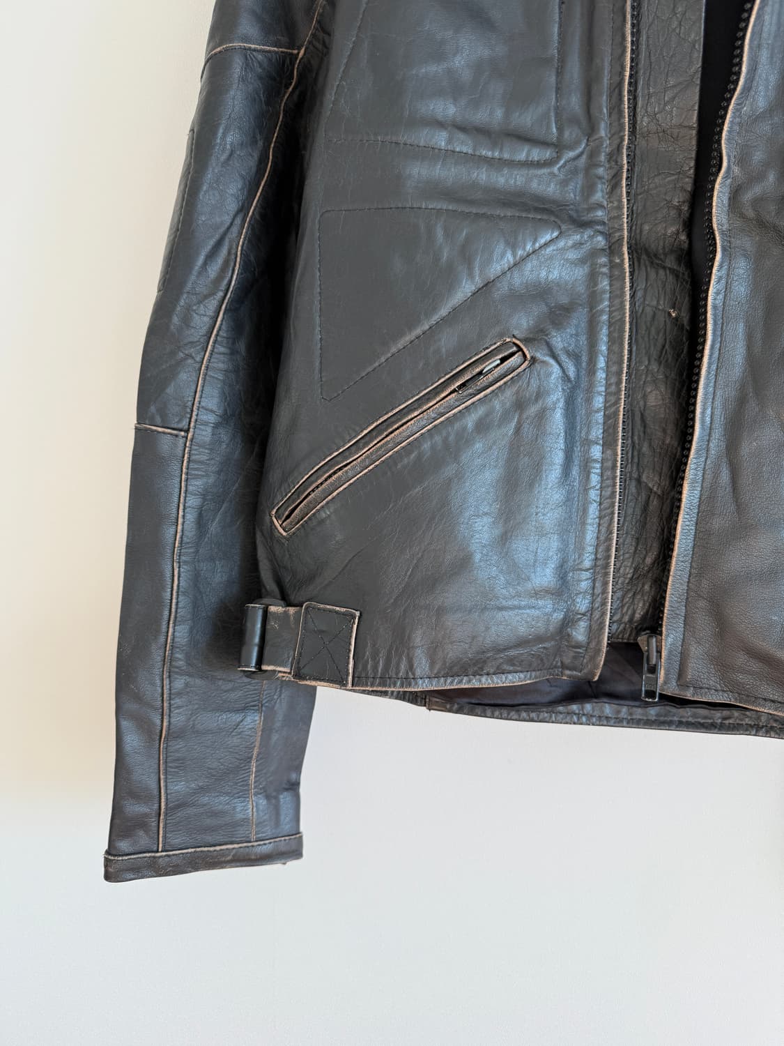 Top skin 레이싱 레더 자켓 상품이미지3