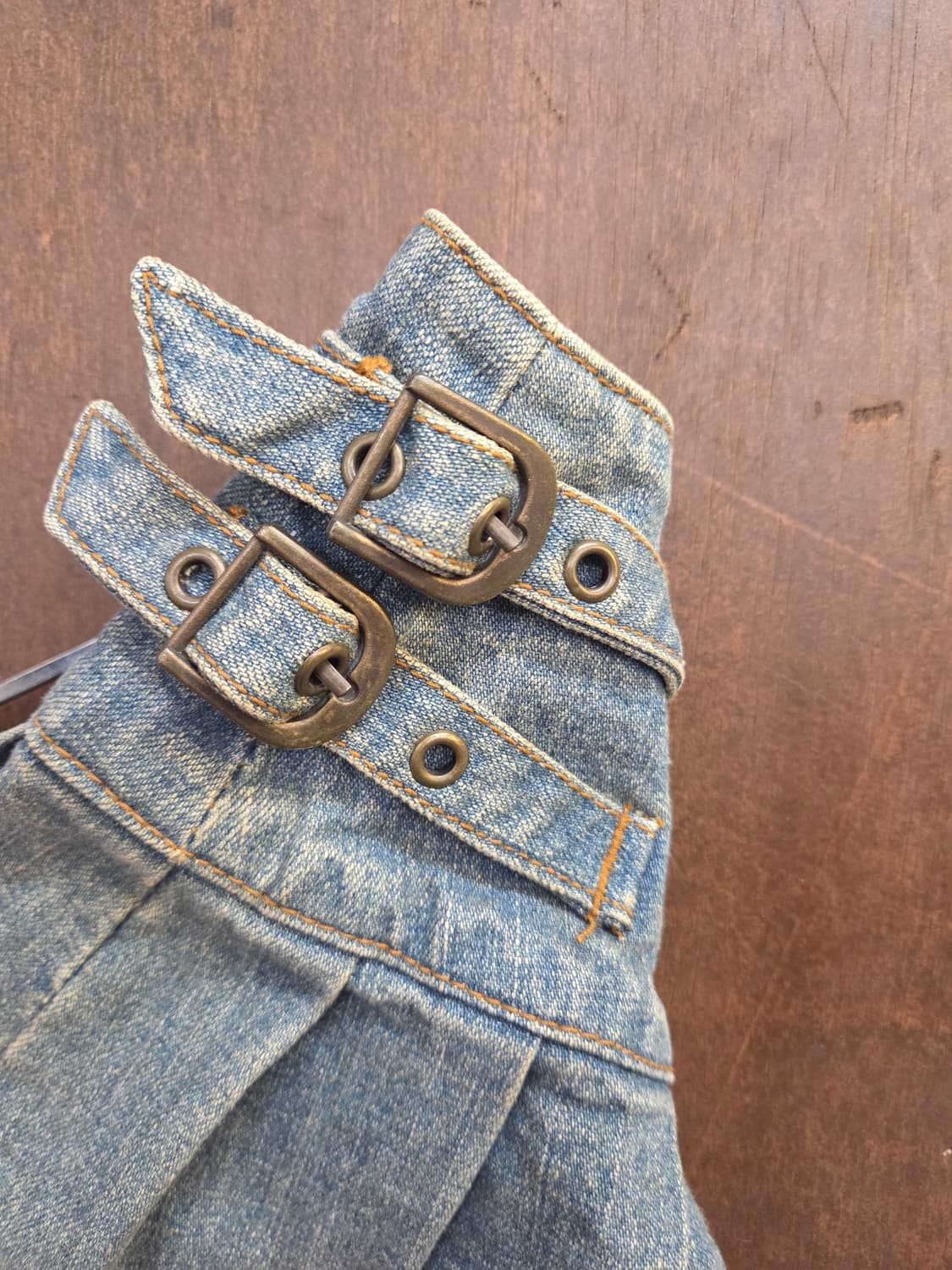 Japan vintage 데님 스트랩 플리츠 스커트 상품이미지4