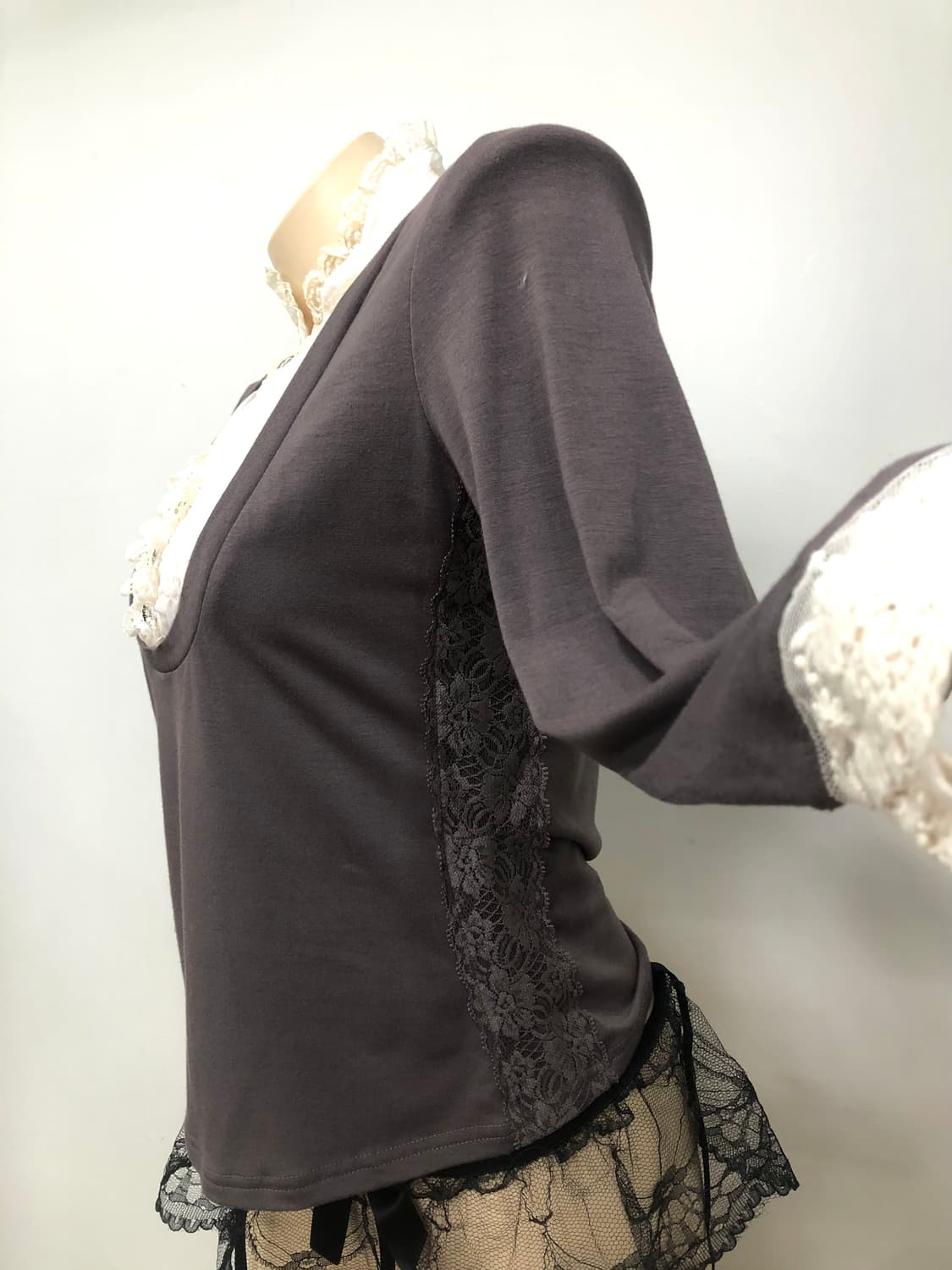 muted purple shirt layered long sleeve 상품이미지5