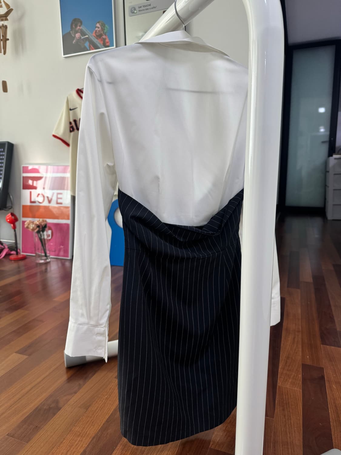 렌느 REINE 레이어드 스트라이프 셔츠 원피스 S 상품이미지6