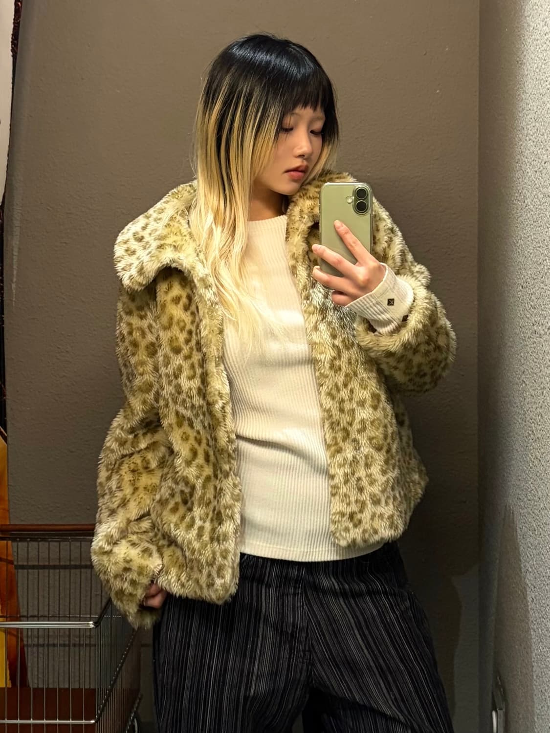 일본빈티지 레오파드 퍼자켓 상품이미지1