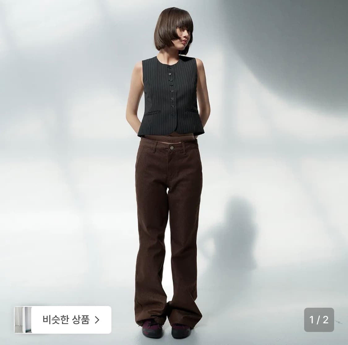 버뮬라 슬림 부츠컷 데님팬츠 브라운 상품이미지1