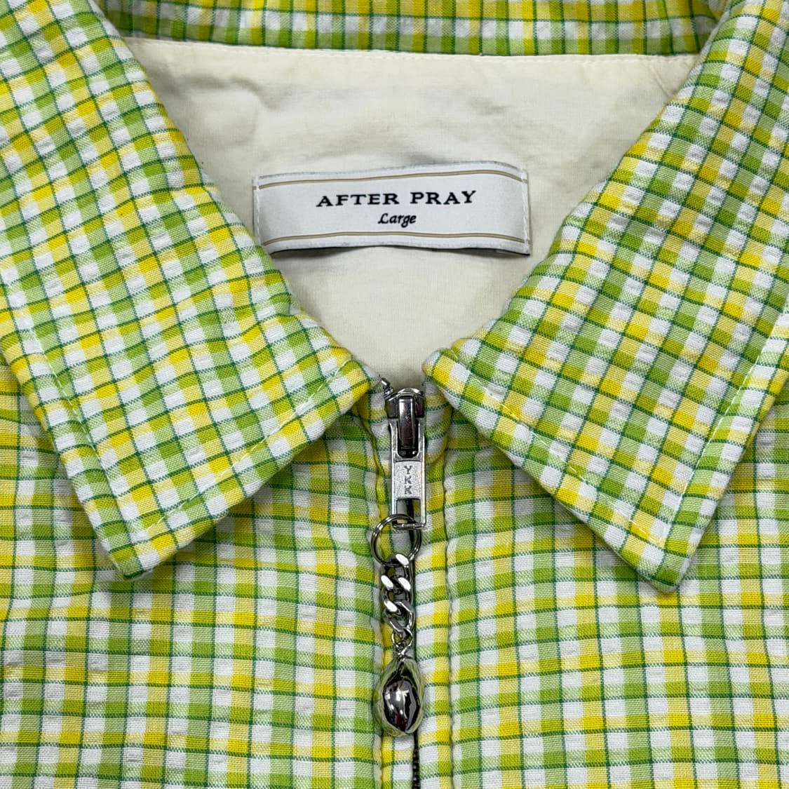 애프터프레이 오버사이즈드 체크 패디드 셔츠 자켓 라임 L 상품이미지7